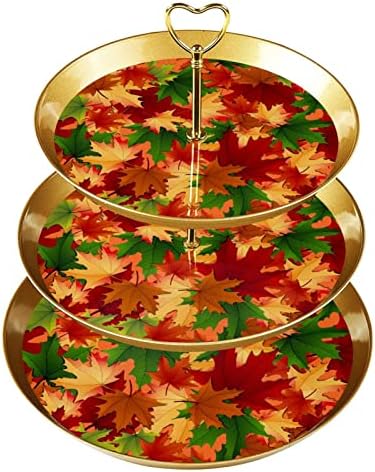 Suporte de bolo, suporte de bolo de festa, bolo significa mesa de sobremesa, padrão de folhas vermelhas verdes de outono