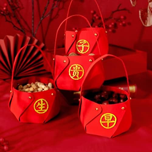 Zerodeko Woven Cestas de casamento Besta de flores: 4pcs Decorativa Chinesa tradicional cesta de meninas de flores com alça de pétal