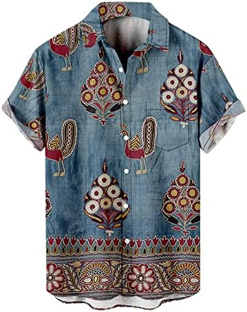 ZDDO Mens Summer Hawaiian Shirts Button Down Down Sleeve Colorblock Patchworks Relaxed Fit Shirt Retro Aloha Beach Tops