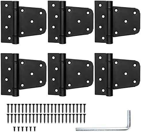 ILYAPA Pesado de serviço de fechamento de fechamento de dobradiças da porta, 6 pacote - dobradiças quadradas pretas