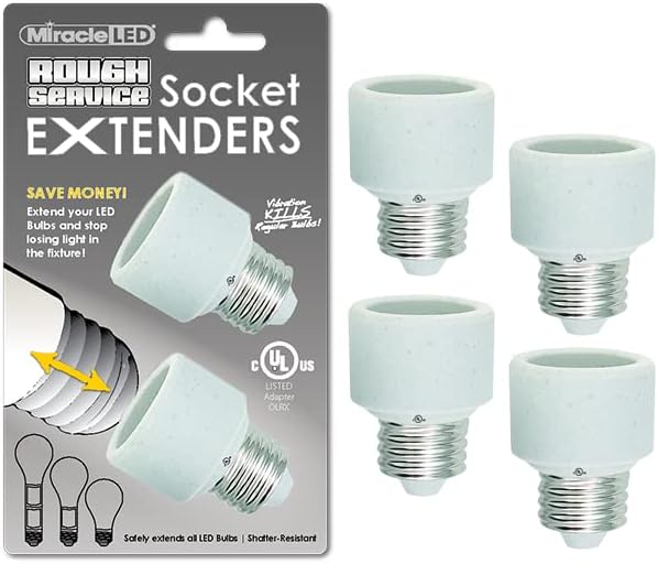 MILAGRA LED 1 ”Premium de serviço aproximado U.L. Extensores de soquete listados para lâmpadas LED, CFL e incandescentes, 4 pacote