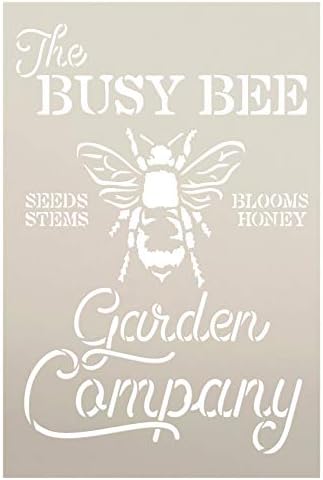 Busy Bee Garden Company estêncil por Studior12 | DIY Spring Farmhouse Kitchen Home Decor | Sementes, caules, flores e mel | Sinais de madeira de artesanato e tinta | Modelo Mylar reutilizável | Selecione o tamanho