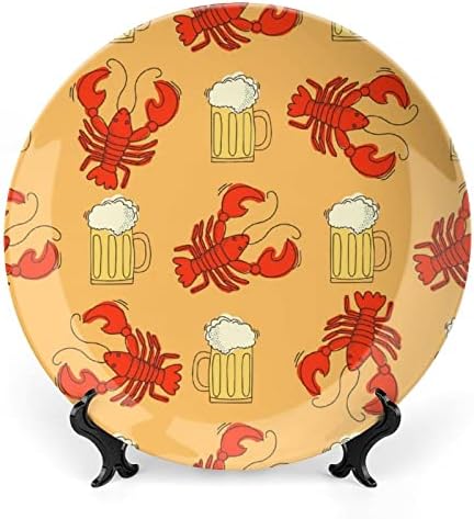 Cerveja de cerveja e lagostins de ossos impressos de placas decorativas de pratos redondos de pratos redondos com estampa