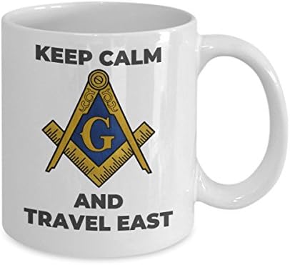 Caneca de café maçônico - Mantenha a calma e viaje para o leste do leste da Copa - Acessórios para Presentes da Maçonaria