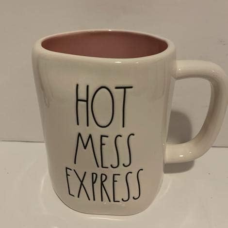 Rae Dunn Hot Mess Mess Express caneca Copa de chá de café - rosa por dentro - cerâmica