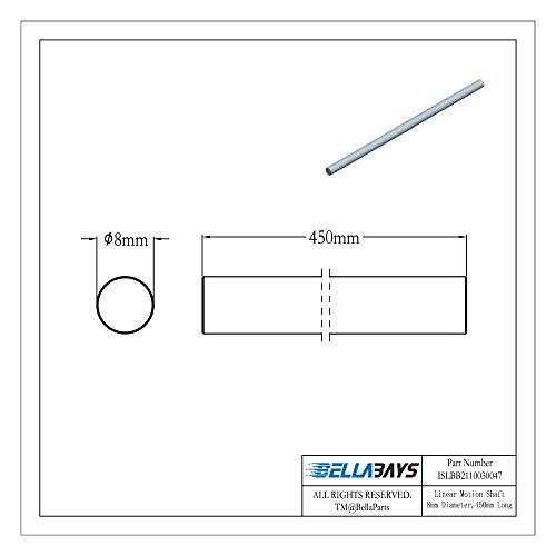 Hastes de movimento linear, Bella Bays 2 PCs 8mm x 450mm Case endurecida Guia de eixo linear derretido para impressora 3D CNC - Tolerância