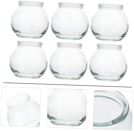 Luxshiny 6pcs vidro pudim jar bebida garrafa de alimentos garaist de armazenamento de alimentos largo jar jarra clara jar garrafa de vidro com copos de sobremesa com tampa Jelly garrafas garrafas de vidro suportes