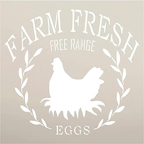 Farm Fresh Free Range ovos estêncil por Studior12 | DIY FALHO LAUREL Decoração da casa de cultivo | Craft & Paint Wood Sign