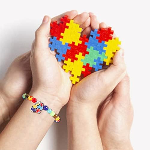 Escolha de todas as pulseiras Autismo Autismo Autismo Pulpare Autismo Puzzle 7 Chakra BEADS PULHERELA ELÁSICA AUTISMA DE AUTISMÃO