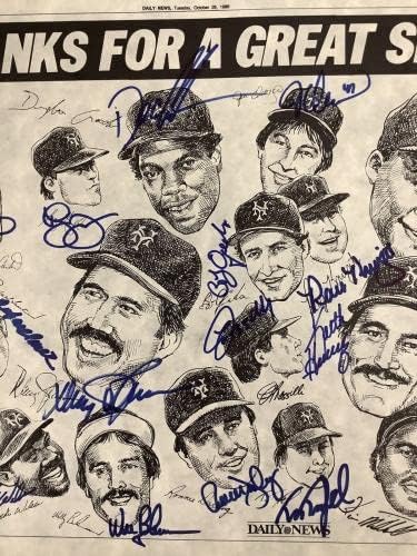 1986 Equipe Mets assinada pôster 15x10 Gallo Art Gary Carter R Knight +19 Auto JSA - MLB autografado Fotos