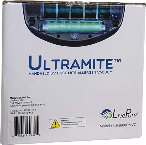 LivePure - Ultramite Handheld HEPA Filter Astroum & Fabric Sinitizador - escova de motor dual, luz UVC e filtro anti -alérgeno para