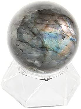 Labradorita natural Esfera de cristal-1.8 ''-2 '' Labradorita Bola de cristal com suporte, material natural esculpido à mão, pacote de presentes