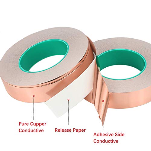 Fita de folha de cobre Fita de dupla fita eletricamente condutora 1pcs 0,06 mm x 10 mm x 25m, adesivo condutor para blindagem emi,