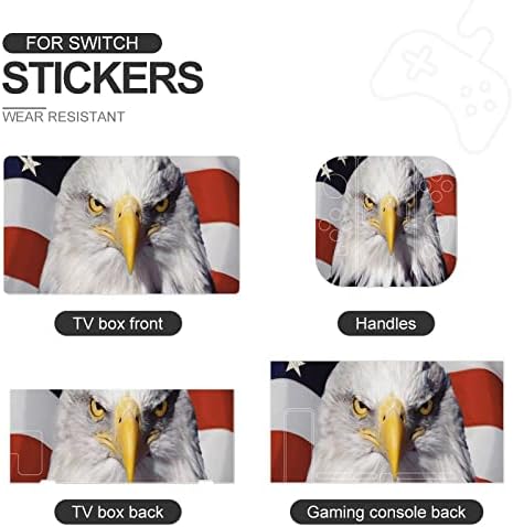 American Patriótico Eagle Skin Protective Sticker Game Protector Compatível Full Wrap Compatível para Nintendo Switch