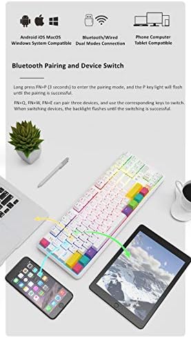 First Blood apenas jogo. K870T 80% Bluetooth/Teclado mecânico de modo duplo com fio, 87 teclas teclado compacto de computador com interruptor vermelho, luz de fundo RGB