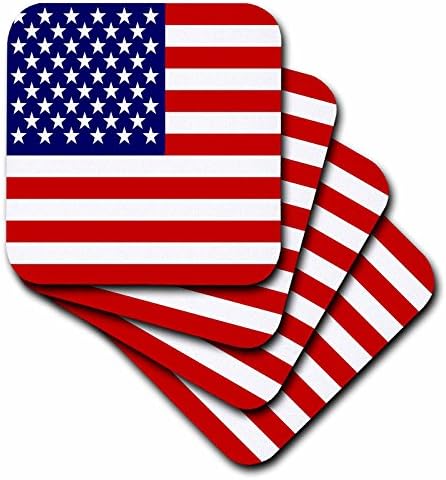 3drose cst_112805_4 American Flag-Patriótica USA Estrelas e listras vermelhas Branco e azul-Cerâmico Coasters, conjunto de 8