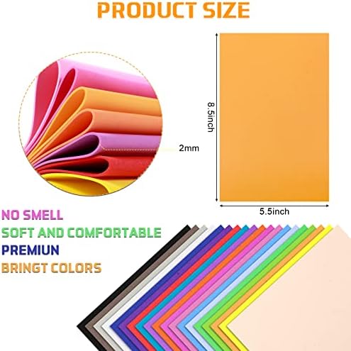 200 folhas coloridas lençóis de espuma eva artesanato de 5,5 x 8,5 polegadas arco -íris lençóis coloridos de espuma papel