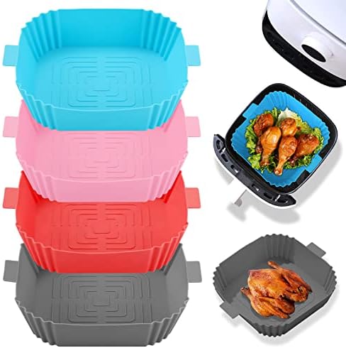 Fornecem de fritadeiras de ar de silicone, revestimentos de silicone de fryer de ar de 4pcs SGIZOKU, assadeira de panela de silicone reutilizável, substituição de papel de linear de pergaminho inflamável, fritadeira de ar para 4 a 6 qt Air Fryer