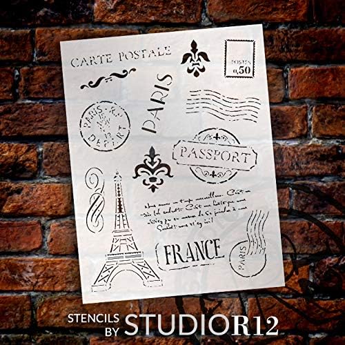 PASSAPORTE PARA PARIS STÊNCIL POR SUDIOR12 | Elementos de arte de viagens francesas - modelo Mylar reutilizável | Pintura,