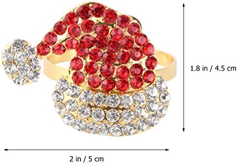 PretyZoom 4pcs Holiday Napkin Rings Bling Sparkle Red Papai Noel Claus Hat em forma de guardana