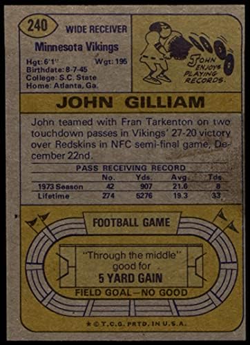 1974 Topps 240 John Gilliam Minnesota Vikings Ex/Mt Vikings