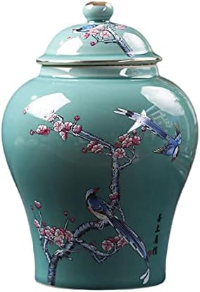 Jarra de gengibre cerâmica de estilo chinês antigo, recipiente de armazenamento de vaso de flor, decoração de mesa retro