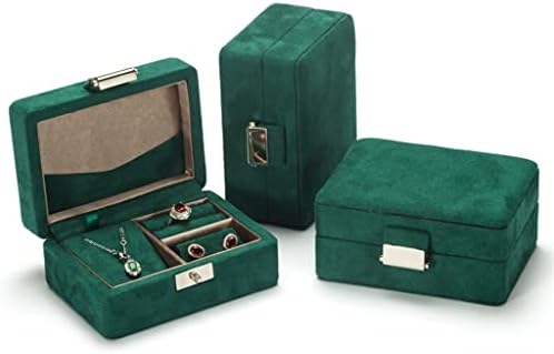 ZSEDP Pequeno veludo verde de madeira de madeira pequena de breol jóias de breol da caixa de jóias Organizador de jóias de jóias de madeira