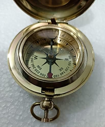Botão de botão de bronze sólido bússola antiga de Londres de londres/bússola de barco Pocket Pocket Vintage