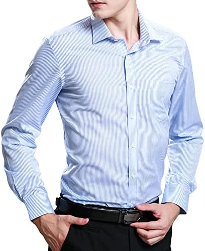 Maiyifu-gj de manga longa masculina camisetas de algodão sólido Camisetas leves leves camisetas clássicas de vestido de negócios