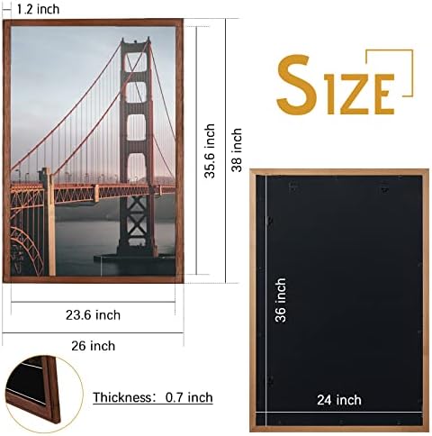ABSWHLM 24x36 quadros de imagem 2 Pacote quadros de imagem de madeira maciça rústica para montagem horizontal ou vertical, marrom mais intemperizado