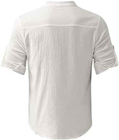 Camisas de verão para homens Camisas de gola de rotação masculina Camisas casuais Solides meia manga top top algodão de algodão Moda