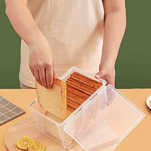 Caixa de recipiente de pão transparente do doitool para geladeira, guardião do pão para pão caseiro, pão retangular pão