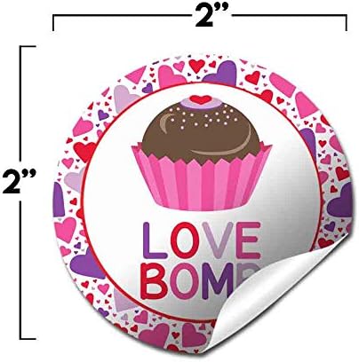 Love Bomb The Heart Temated Hot Cocoa Bomb Sticker Rótulos para o Dia dos Namorados, total de 40 2 de adesivos de círculo por Amandacreation