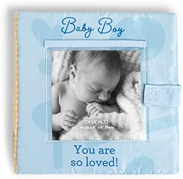 Demdaco Baby Boy So Loved Blue Holds 4 x 6 polegadas Foto Poliéster Plowle Photo Album Livro
