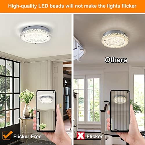 Lustre de luminária de teto LED DHK WOT, lustre de teto de montagem nivelado de 11 polegadas, luminárias de cozinha ajustáveis ​​de