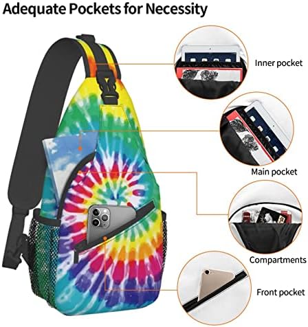 Luneton Tie Tye Sling Mochila Bolsas de ombro de crossbody para homens, Sling Bag Travel Huncking Back Bag Daypack Unisex