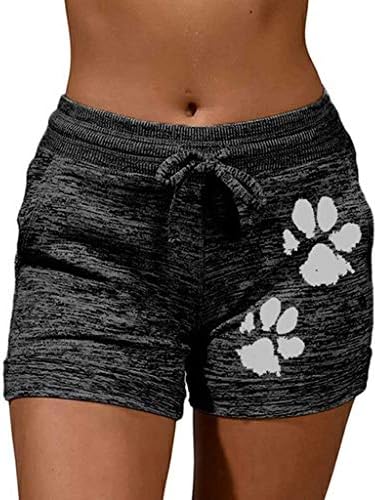 Blulu shorts femininos para treino de cintura alta no verão com shorts com bolsos de cordão de cordão leve