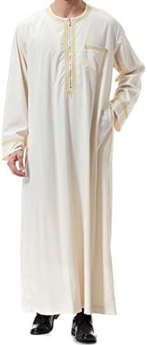Roupa islâmica para homens kaftan maxi-muçulmano camisa masculina manga longa abaya dubai algodão