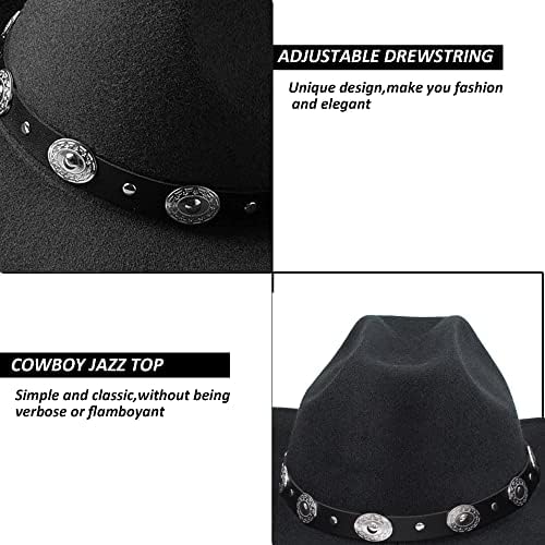 Classic-western-cowboy-cowgirl-chats para mulheres-homens fedora-jazz-chat com cinto preto