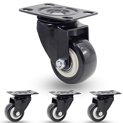 Casters de Casoter 2 giratórios de 360 ​​graus de placa e rolamento de esferas duplas, carcaça de metal e roda de roda