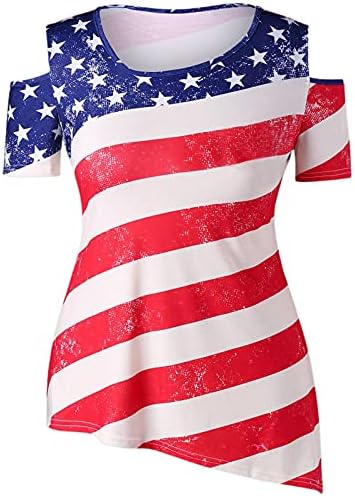 Independence Day feminino Camisetas de ombro frio 4 de julho American Flag Tops