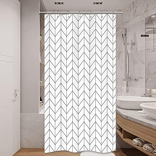 Riyidecor Black White Stall pequeno campista de dormitório pequeno Dreino de cortina RV Walkin estreito em pé meio tamanho 36wx72h polegada chevron herringbone