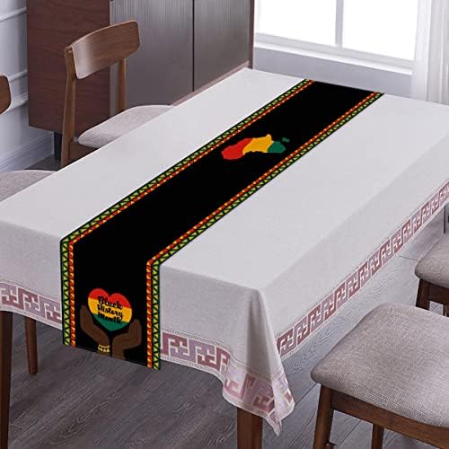 Black History Month Table Runner Afro -Afro -American Heritage Festival Apoio Igualdade Celebração Social Holiday Dining Room Party Decoração