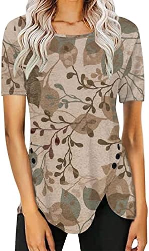 Túnica de túnica feminina para leggings plus size, verão de manga curta camisetas gráficas casuais camisetas de túnica solta