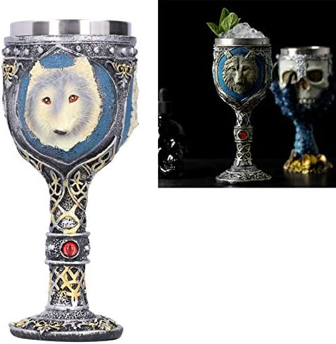 Goblet de champanhe vintage, copo de coquetel, xícara de vinho com decoração de cabeça de lobo, bebida de copos para