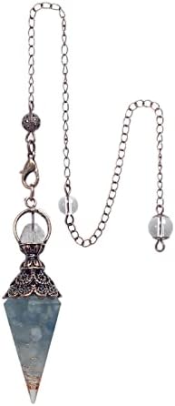 Pêndulo de Pendulum de Pendulum de Ponto de Pedra de Cristalas de Cristal de Calling de Eden para Dowsing Reiki Resina Reiki Pêndulo de Pendulum, Bronze, Aquamarina
