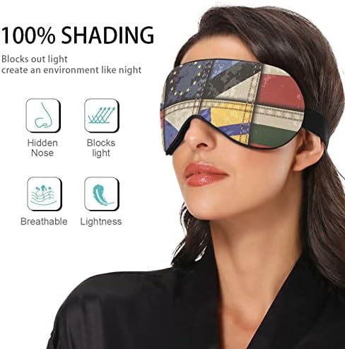 Foliosa Máscara do sono Multi nacional Flags impressa, Breatable Confortable Eye Mash para Sleeped Sleeping For Women