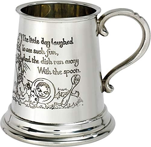 I Luv Ltd Child's Pewter Bursery Rhyme Tankard - Hey Diddle Diddle