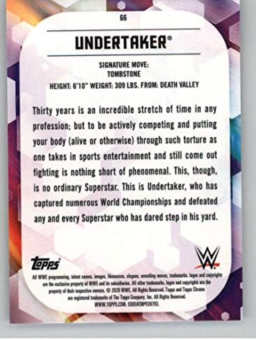 2020 Topps Chrome WWE #66 Undertaker WWE Wrestling Trading Card