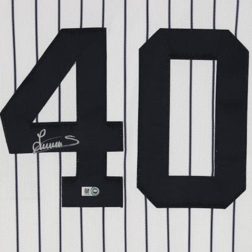 Luis Severino New York Yankees autografou a majestosa camisa autêntica branca - camisas MLB autografadas autografadas